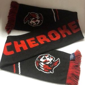 Mens Winter  Scarf Set, Black and Red “ Cherokee Warriors “
